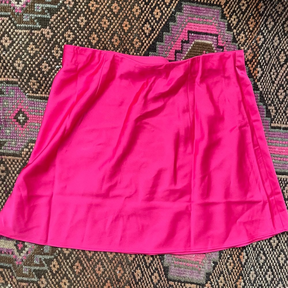 J crew hot pink satin mini slip skirt